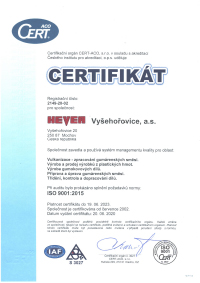 Certifikát ISO 9001 CZ